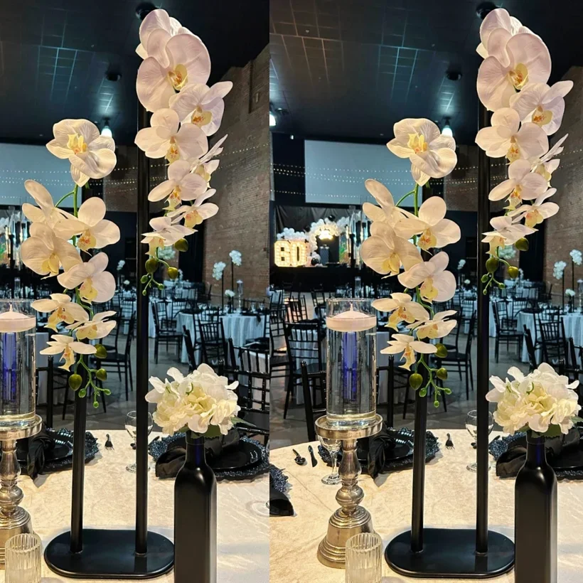 

Black Tall Cylinder Metal Floor Vase, 2 Heads, Simple Style, Home Decor, Flower Vases, Centerpieces for Flower Stand, 10Pcs