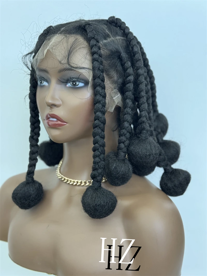 1B الاصطناعية شعر مستعار مضفر HD كامل الدانتيل الباروكة Knotless صندوق الضفائر الباروكات للنساء السود اليدوية الأفريان تجديل خصلات الشعر المستعار #3