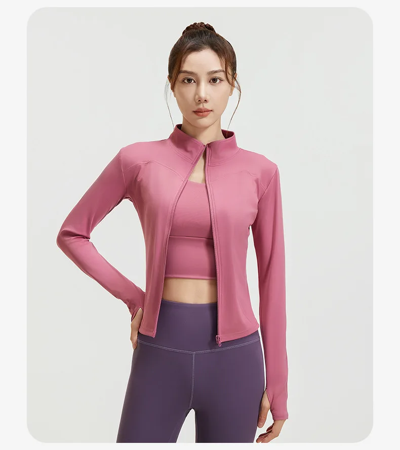 2026 Frühling Sommer Neue Yoga-Kleidung Windbreaker Damen Laufjacke Langarm Sweatshirt Sportjacken Damen Workout-Tops Activewear – Detail 30