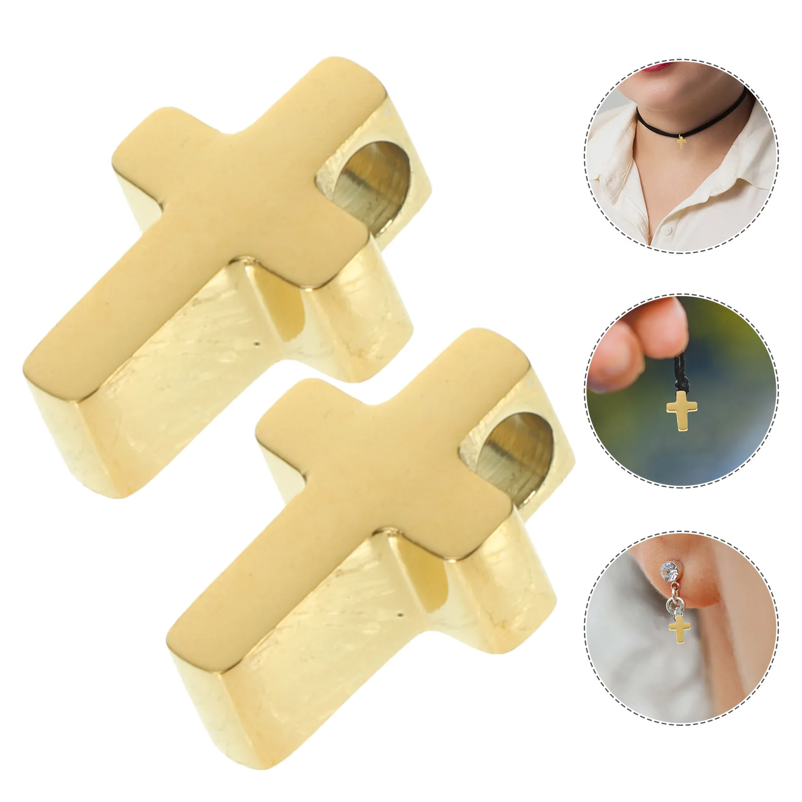 

10pcs Cross Pendant Stainless Steel Rose Gold Miniature Charm Necklace Bracelet Decorations Jewelry Beads Accessories