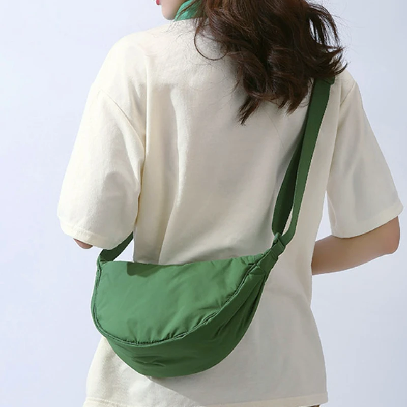 Sac à Main à Bandoulière Portable Solide pour Femme, Simple, en Nylon, Rembourré, pour Voyage, Sacoche