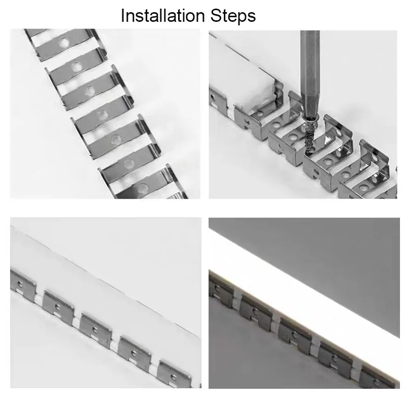 LED Neon Strip Skeleton Buckle Flexible Silicon Tube Stainless Steel Fixed Mounted Clip Linear Light Holder Fitting