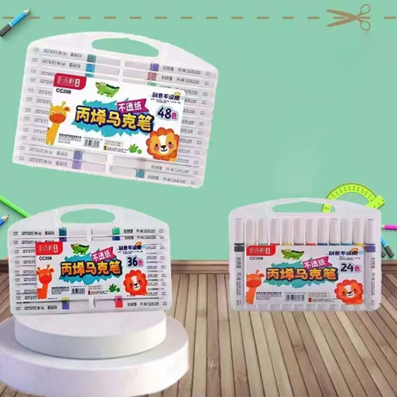 

Multicolored Marker Pen Crafts Acrylic Paint Markers Big Volume Ink Odorless Suitable Paper for Pottery Stones Backpacks Manga