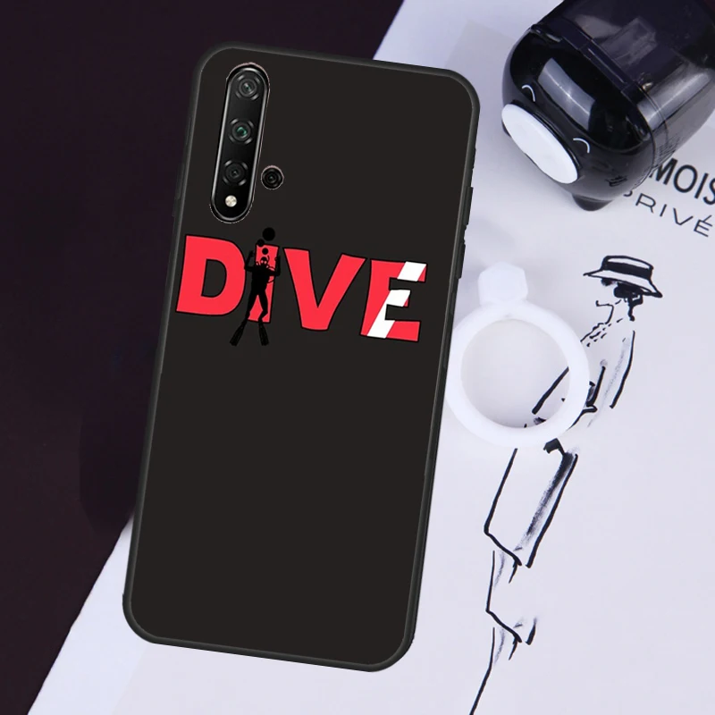 Dive Scuba Diver Shark Diving Flag Case For Huawei Nova 10 9 SE 11 Pro 5T 11i 8i 3i Y60 Y61 Y70 Y90 Y91 P20 P30 P40 Lite Cover