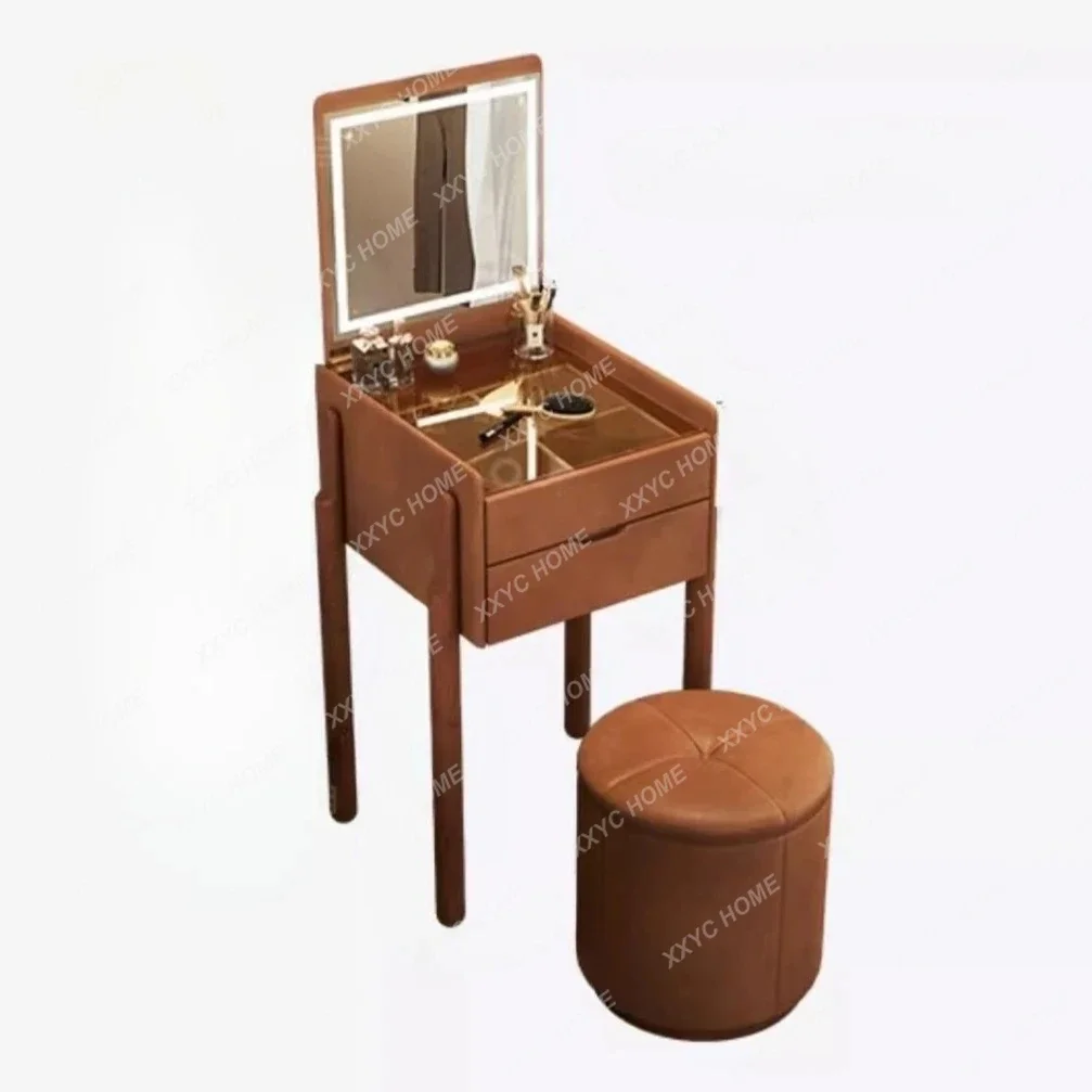 Solid wood table dresser integrated medium and ancient style simple small apartment mahogany core wood two-in-one dressing table