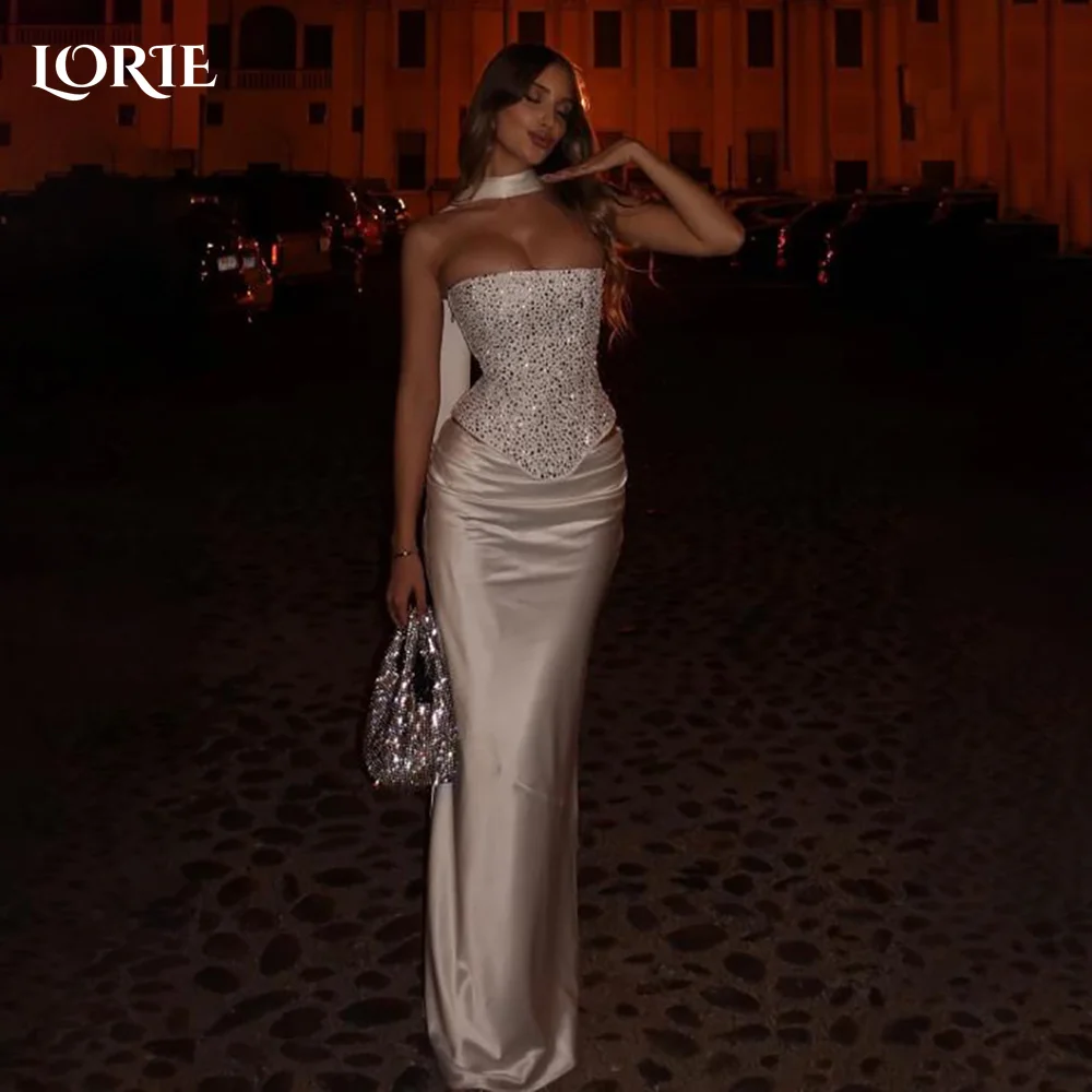 

LORIE Sparkly Luxury Wedding Dresses Spaghetti Straps Shiny Mermaid Side Slit Backless Bridal Gown Sequin Bride Dress Customized