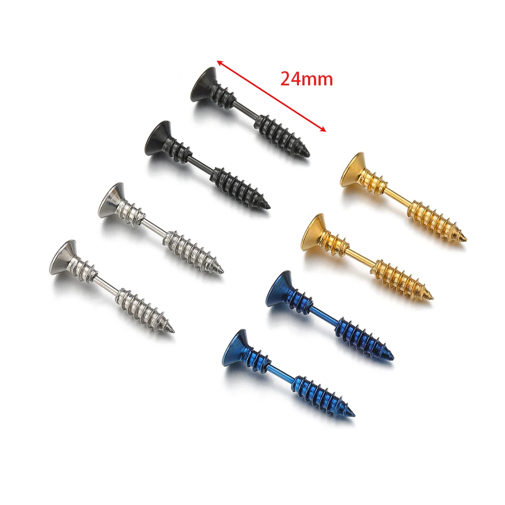 10pcs/lot Cartilage Earring Stainless Steel Screw Spike Stud Earrings Women Gifts Men Punk Hip-hop Fashion Piercing Jewelry Bulk