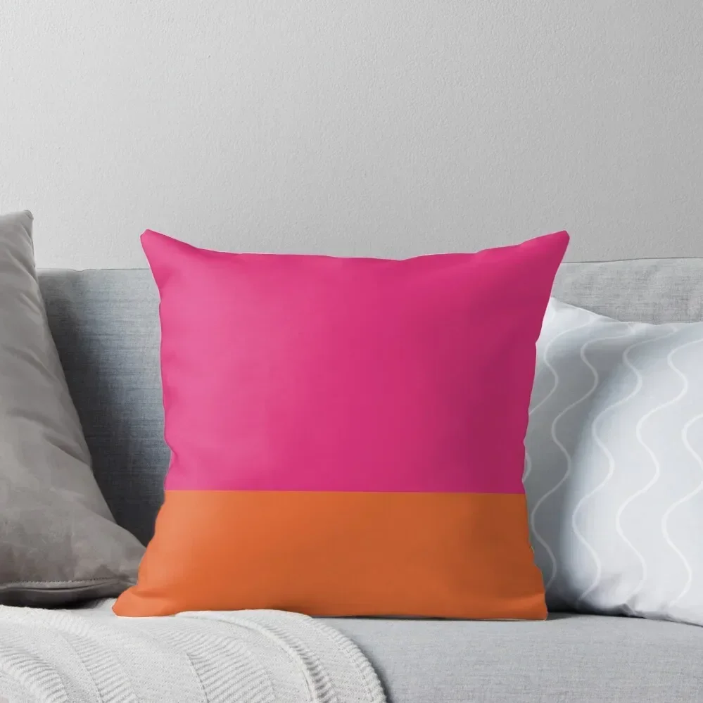 Hot Neon Pink and Orange Pop Minimalist Solid Color Block Throw Pillow Christmas Covers Sofas Covers pillow