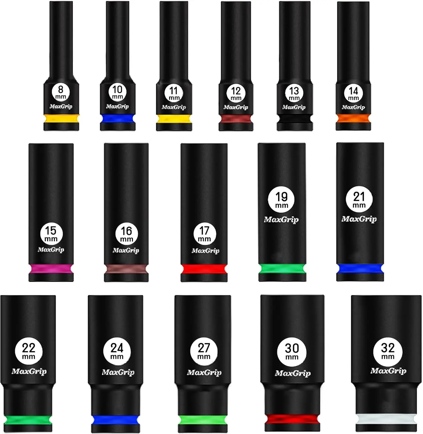 

Набор ударных головок 1/2 дюйма — метрическая 16 предметов (8–32 мм) — набор автомобильных и домашних инструментов