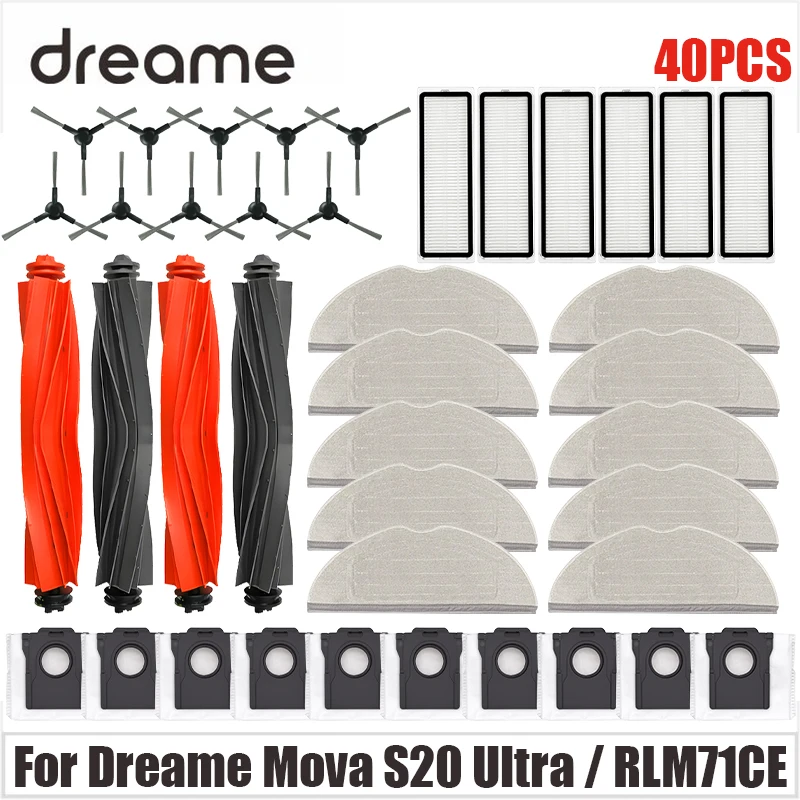 

Dreame Mova S20 Ultra / RLM71CE Spare Parts Main Side Brush Hepa Filter Mop Pad Dust Bag Accessories Consumables