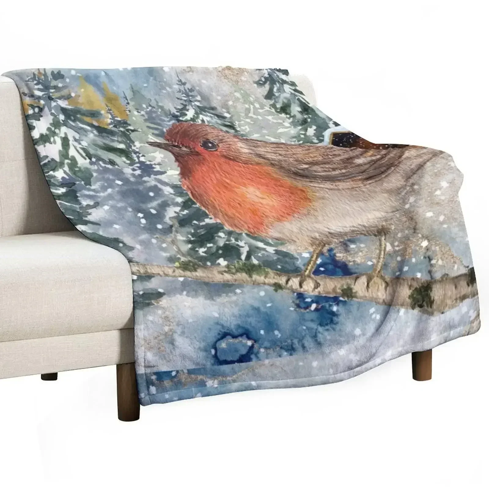 

robin in the snow winter wonderland Throw Blanket Softest heavy to sleep Blankets