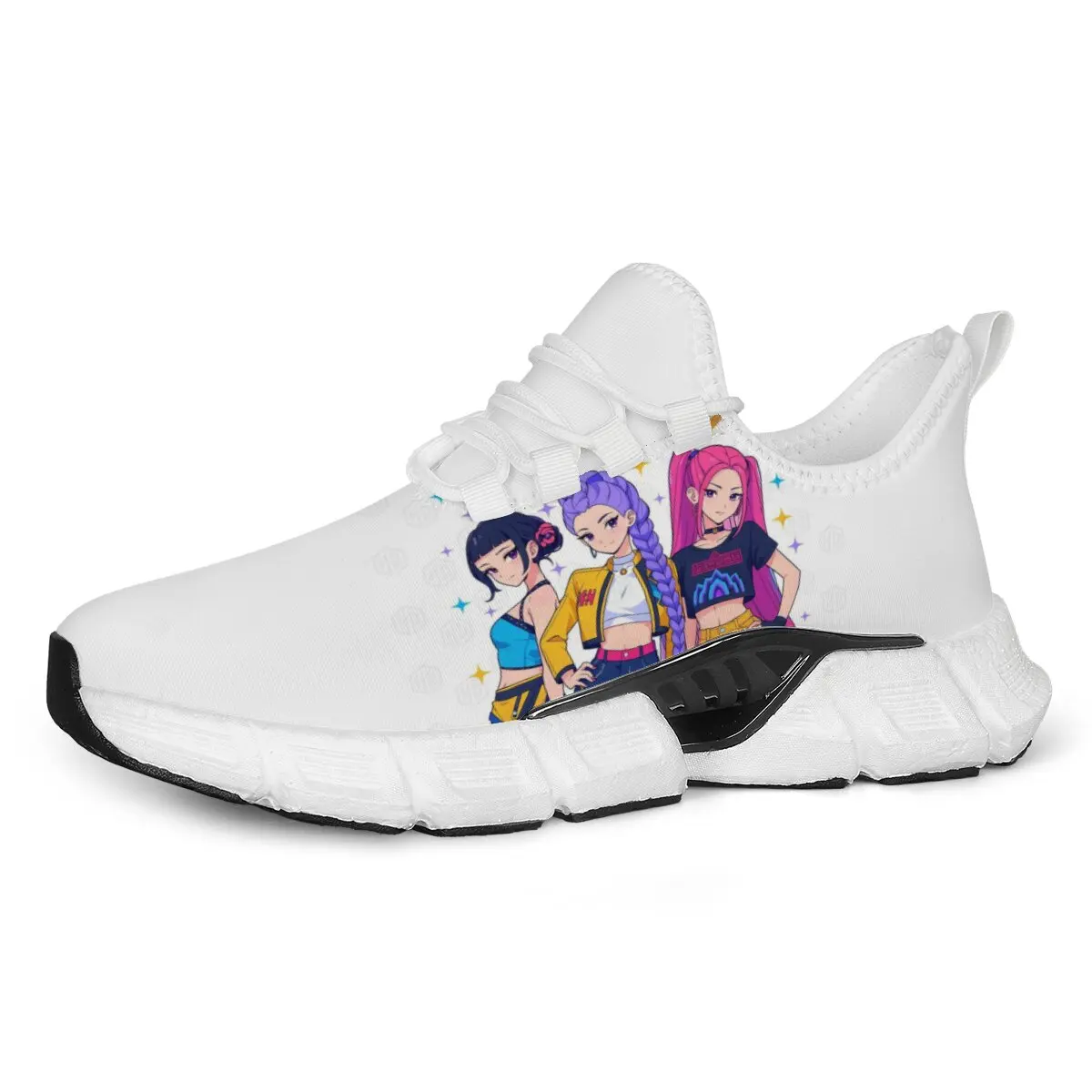 

White Sneakers Featuring Colorful Anime Girls Design Sneakers Women Breathable Fashion Running Shoes Comfortable Casual Shoes