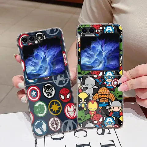 Marvel Avatar Hero Logo Hard Phone Cover Case for Samsung Galaxy ZFlip4 ZFlip5 ZFlip7 ZFlip6 ZFlip3 Z Flip 7 6 5 4 3