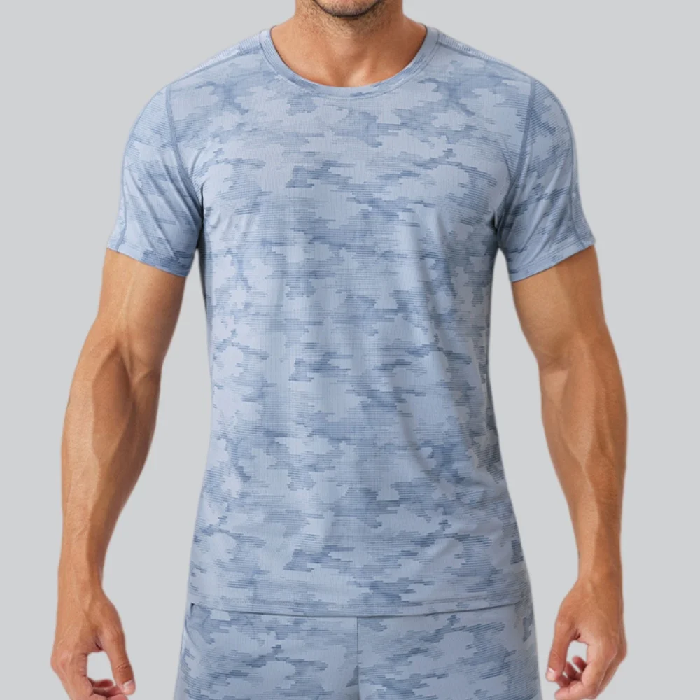 Men's Round Neck T-Shirt Sportswear Summer Running Elastic Short Sleeve Quick Dry Sport Tops Tee Athletic Gym Workout Sweatshirt view 4
