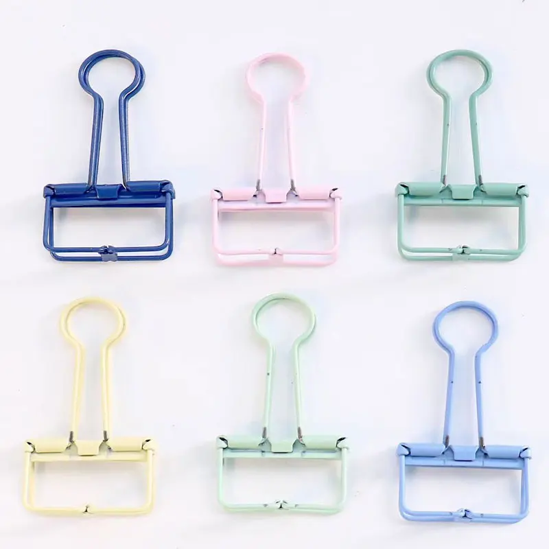 6pcs/Lot High Quality Colors Metal  Paper Clip Binder Clips Page Holder Office Study Binder Office School Desk Organizer