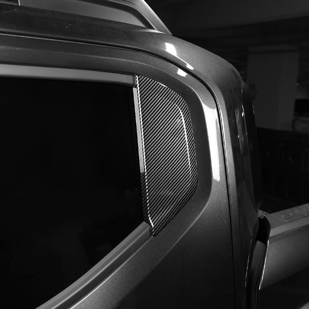 

For Kia TASMAN 2025 2026 2PCS Black Carbon Fiber ABS C-Pillar Cover Trim Exterior Sticker Accessories LHD/RHD