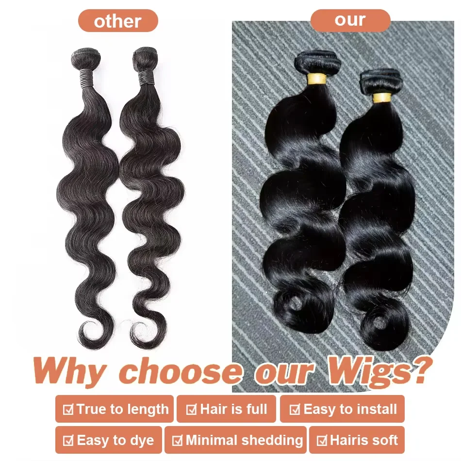 34 Inch Body Wave Human Hair Weave Bundles 16A Brazilian Natural Color 100% Raw Water Wave Human Hair Extension 3 4 Bundles Weft