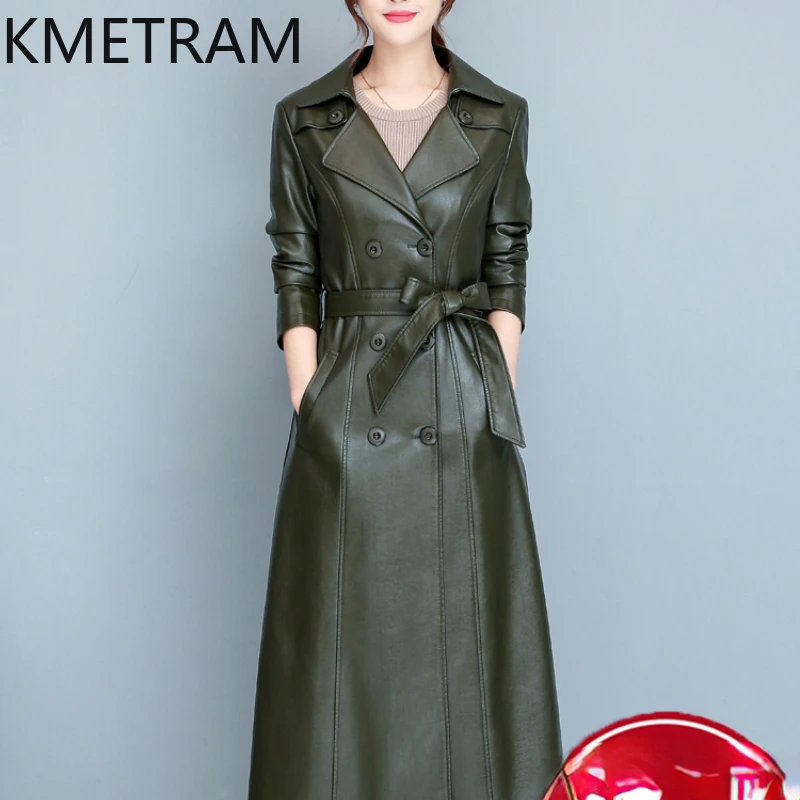 KMETRAM Sheepskin Genuine Leather Coats for Womens Autumn Winter Windbreaker Mid Length Sizes M-7XL Casaco Feminino Slim Fit