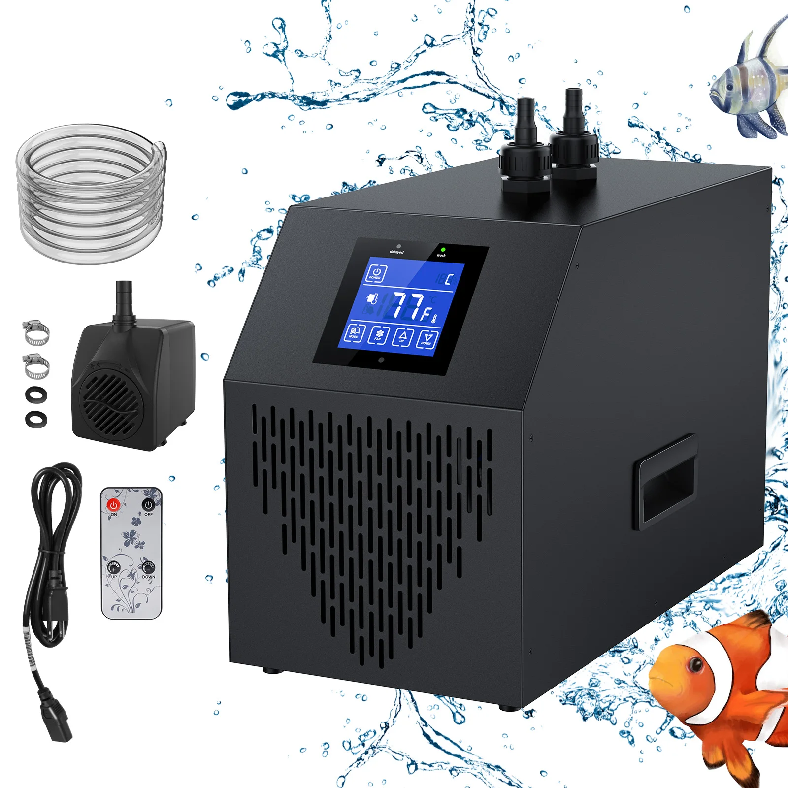 160L Aquarium Chiller 1/10 HP Hydroponic Water Chiller Fish Tank Cooler Quiet Refrigeration Compressor for Fresh Water Jellyfish