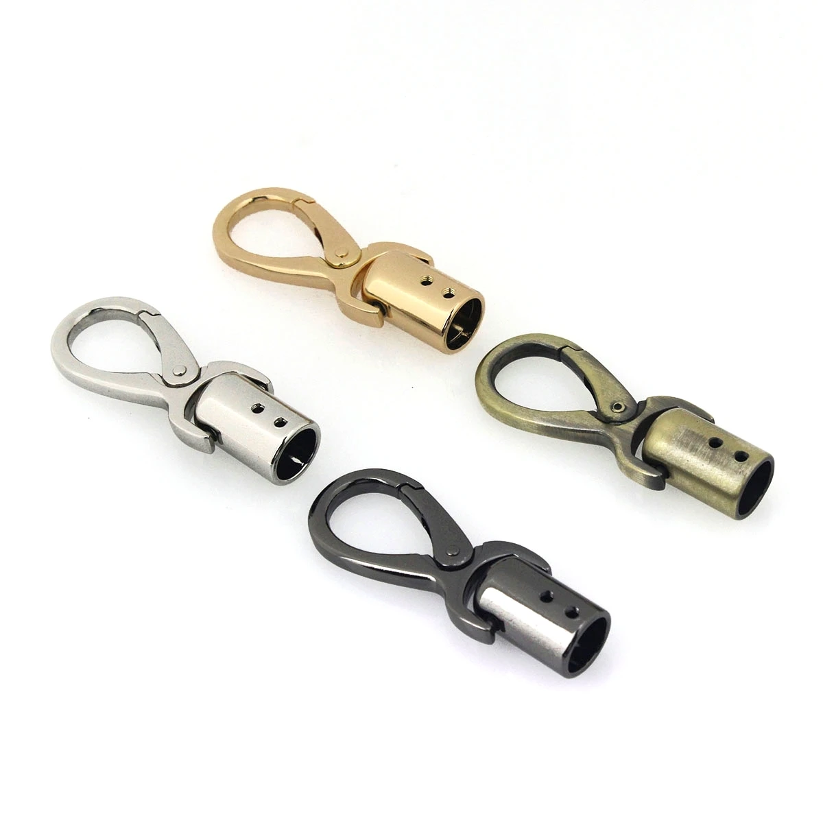 1pcs Metal Chain Leather Cord Crimps End Tip Caps Connectors Snap Hook Trigger Clasps Clips for Leather Craft Bag Strap Belt