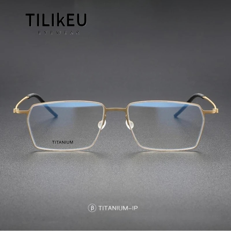 

Denmark Brand Ultra-Light Pure Titanium Glasses Frame Men Retro Large Frame Square Screwless Eyeglasses Spectacle Women 5509