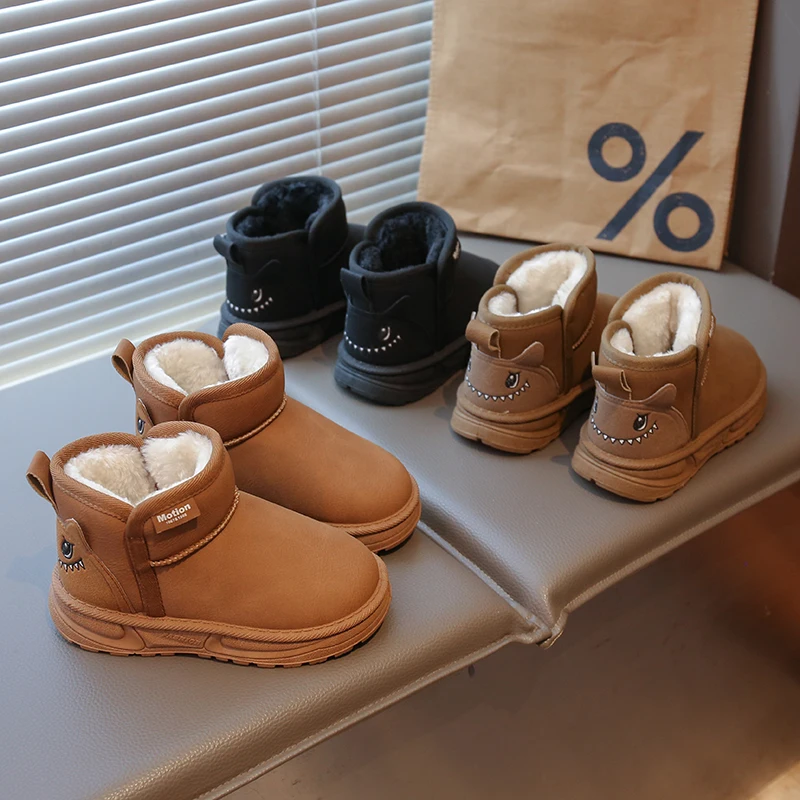 

Children's Snow Boots 2025 Winter New Style Thickened Fleece Girls Non-slip Thick Soft-Bottom Waterproof Boys Cotton Boots
