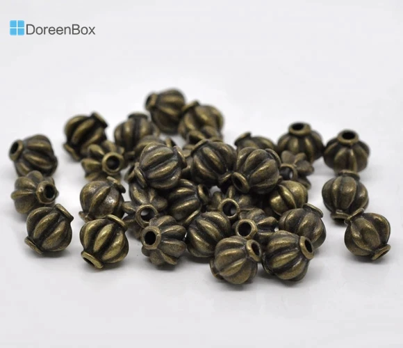 Doreen Box Zinc Metal Alloy Spacer Beads Lantern Antique Bronze Color Plated About 8mm x 8mm ,Hole:Approx 2mm,10 /60PCs