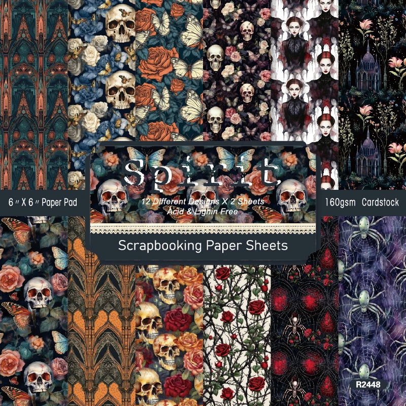 Alinacutle Junkjournal Halloween Flower Paper Pack 24 sheets 6\