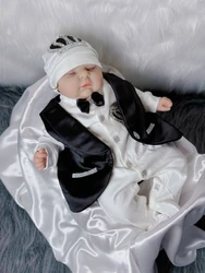 Personalized Name Baby Parajam Baby Boy Outfits Blazer Vest Kids Clothing Christening Body Suit Mittens Receiving Blanket Set