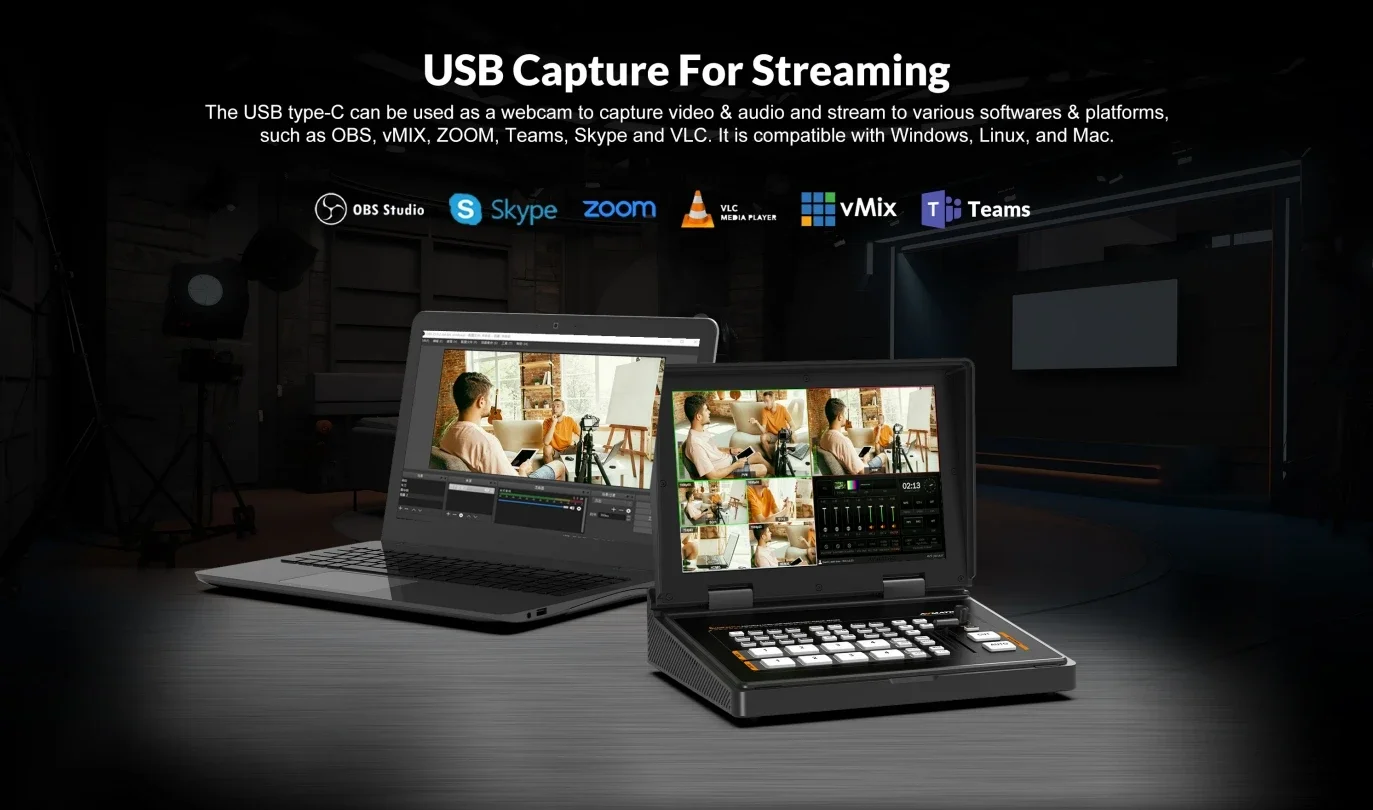 AVMATRIX 4-قناة SDI/HD Shark H4/Shark H4 Plus/Shark S4/Shark S4 Plus 10.1 بوصة محول فيديو متدفق