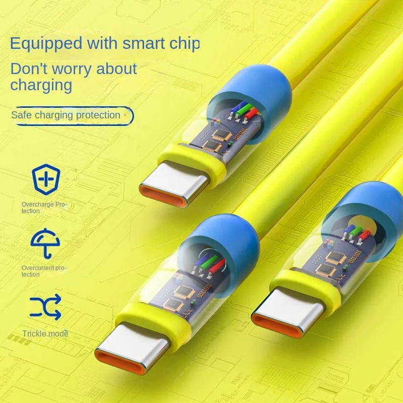 6A Fast Charging USB C Cable Liquid Soft Silicone Data Cord For Huawei Xiaomi Samsung 1/2M Mobile Phone USB C Charger Wire