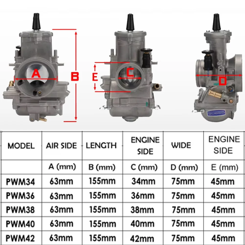 PWM 34 36 38 40 42mm For Keihin Carburetor Universal Shift Karts 2T Racing Motorcycle Scooter ATV KTM 250CC Carburador Dirt Bike