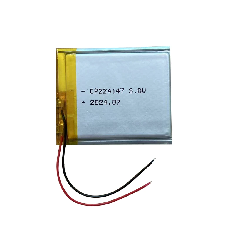 

CP224147/CF224148 with added lead 3V lithium manganese soft pack battery 800mAh for customized RFID and various applications