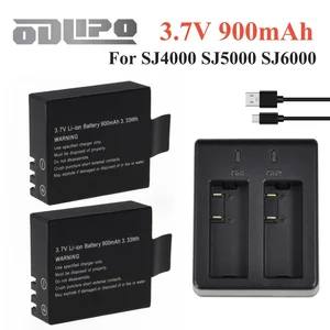 Baterai Bateria SJ4000 900mAh + Pengisi Daya untuk SJCAM SJ5000 WIFI SJ7000 SJ8000 SJ4000WIFI SJ6000 EKEN H9R M10 4K H3 H8 H9 PG900 10 wifi sj4000 penjualan terbaik - №