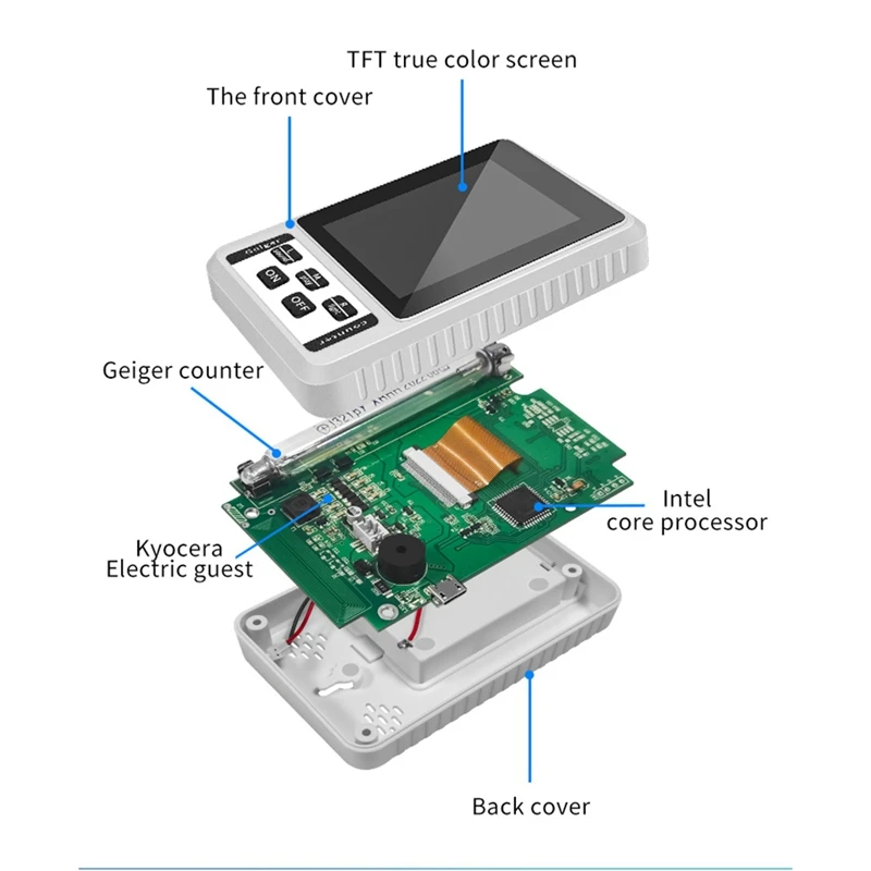 1 PCS Contador Geiger Detector de raios X Modos de dose acumulativa média em tempo real Testador radioativo (branco)