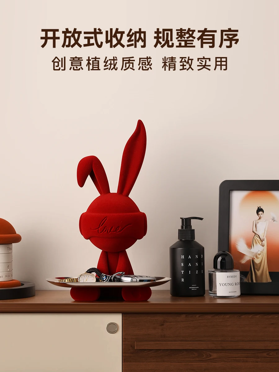 

Creative Red Rabbit Shelf, Living Room Porch Key Storage Tray Decoration, High-end Ornament, Birthday Gift.