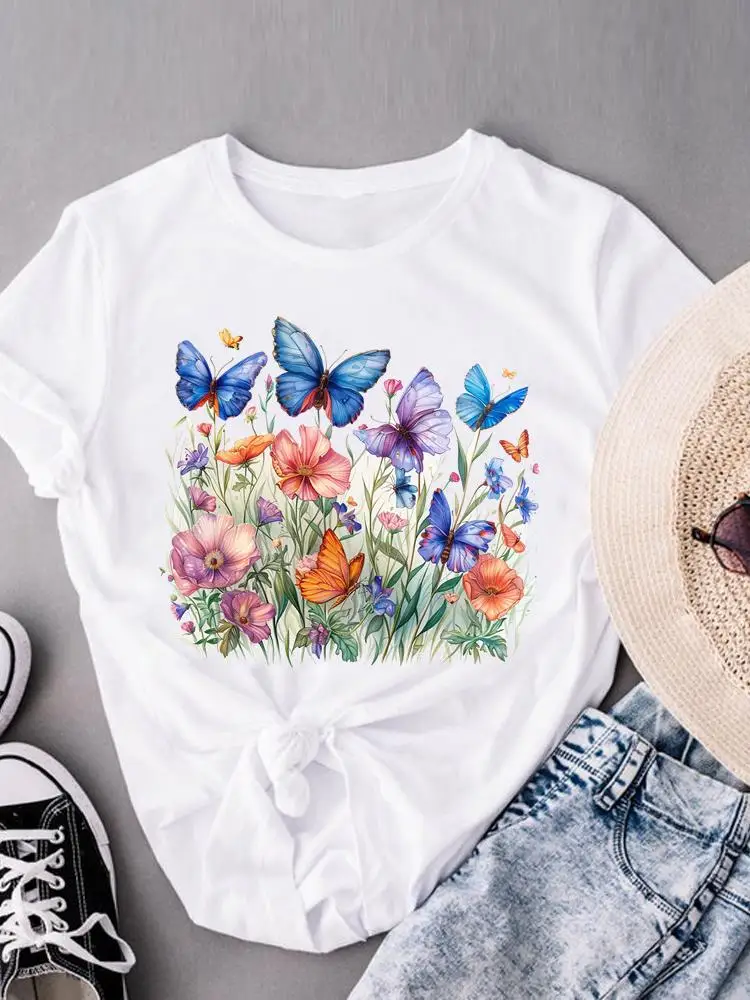 

Butterfly Style 90s Graphic Tee Top Clothing For Women Fashion Lady Casual Clothes T Female O-neck Short Sleeve Print T-shirts