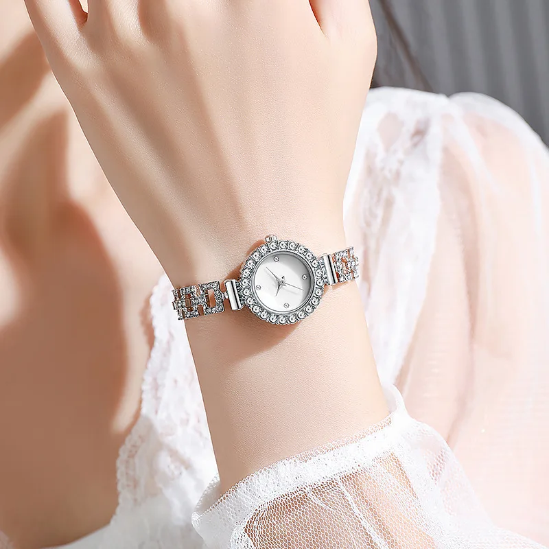 Women's Quartz Watch Light Luxury Style Diamond Studded Adjustable Elegant Versatile Fashion Ladies Wristwatch for Daily Office