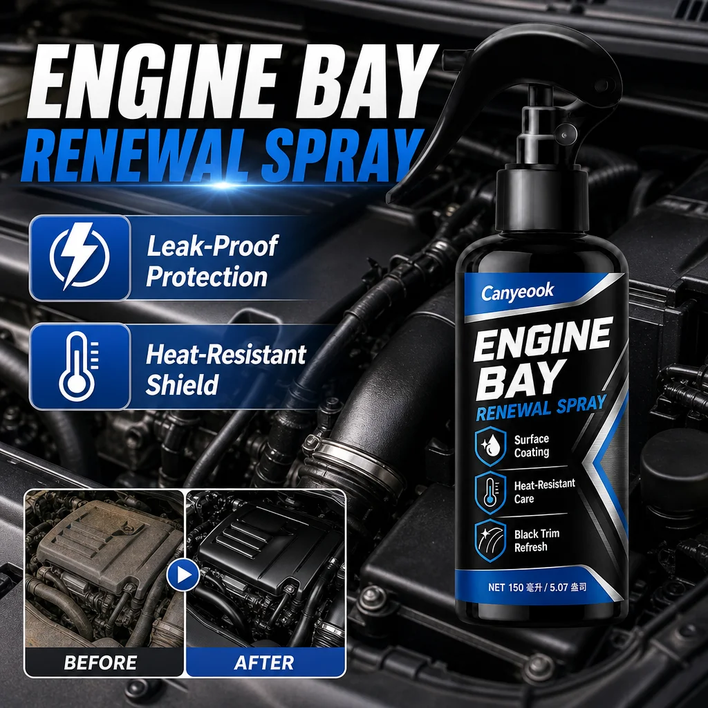 CANYEOOK 150ml Engine Cleaner Spray - Remove Grease Dirt Restore Shine Anti-Aging Coating Heat Resistant for Car Motorcycle RV
