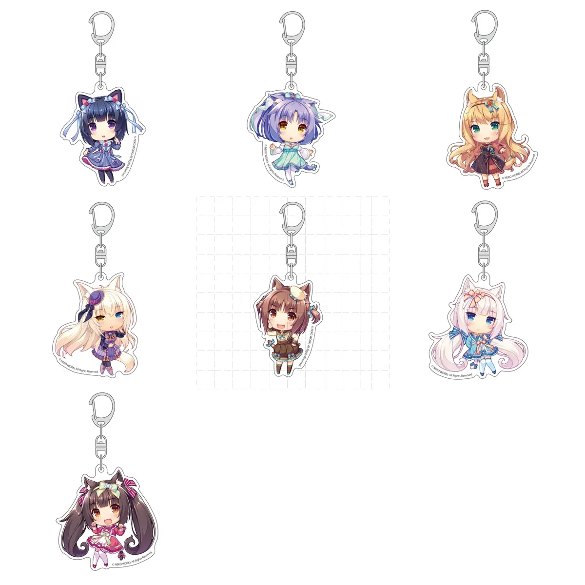 Game Chocola Vanilla Azuki Coconut Maple Cinnamon Keychain Doll Anime Acrylic Keyring Pendant for Gift