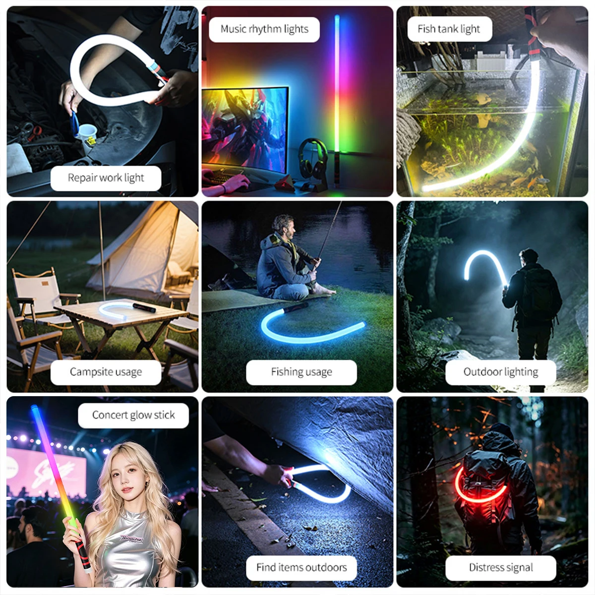 Powerful Camping Lantern Flexible Handheld Floodlight LED Work Light USB Rechargeable Work Lamp Workshop Repair Lights