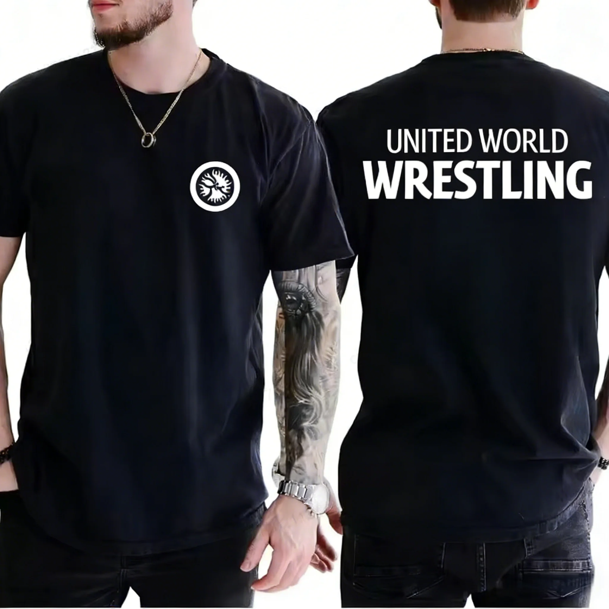 

United World Wrestling UWW Men T Shirt Funny Cool Summer Cotton Short Sleeve Tee Shirts O-Neck T-shirt Man Hip Hop Streetwear