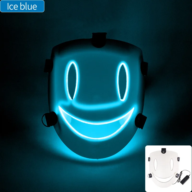 هالوين غامض يبتسم قناع الوجه الكامل تأثيري اليابانية أنيمي الغزو الشاهقة LED قناع مضيئة لحزب كرنفال