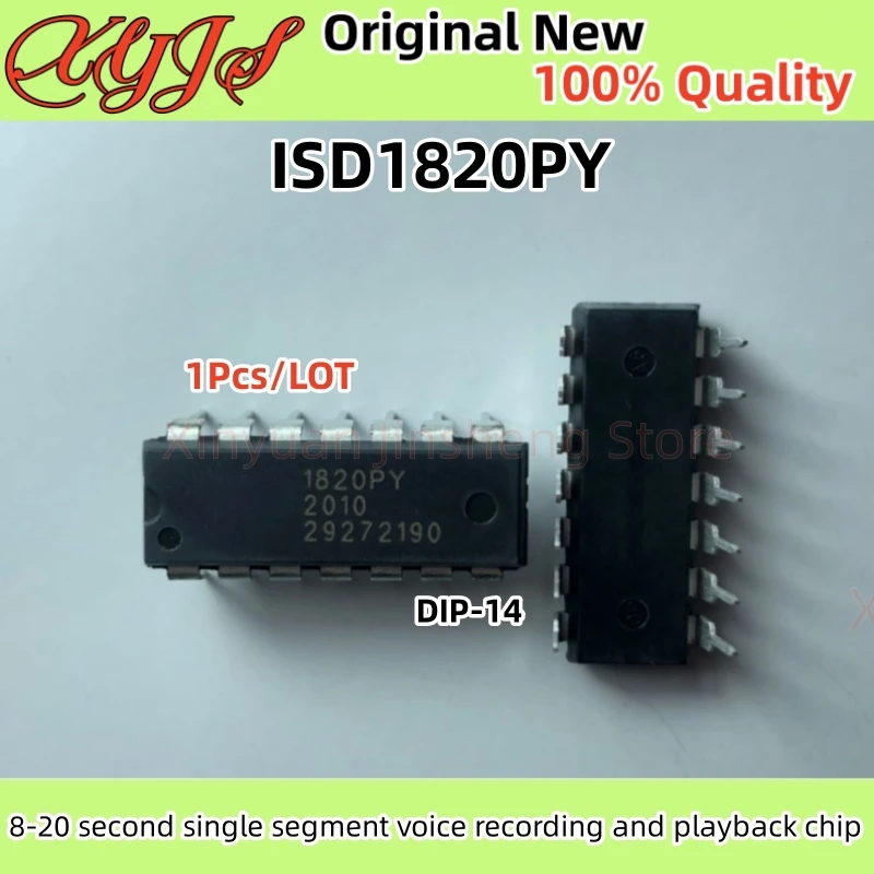 1Pcs ISD1820PY 1820PY ISD1820 DIP-14 8-20 Second Single Segment Voice Recording and Playback Chip Original New 100% Quality