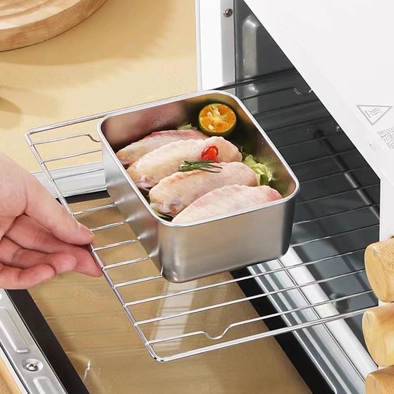 Caja de almacenamiento hermética de acero inoxidable para refrigerador, contenedor de almacenamiento de alimentos para cocina, Bento de frutas y carne