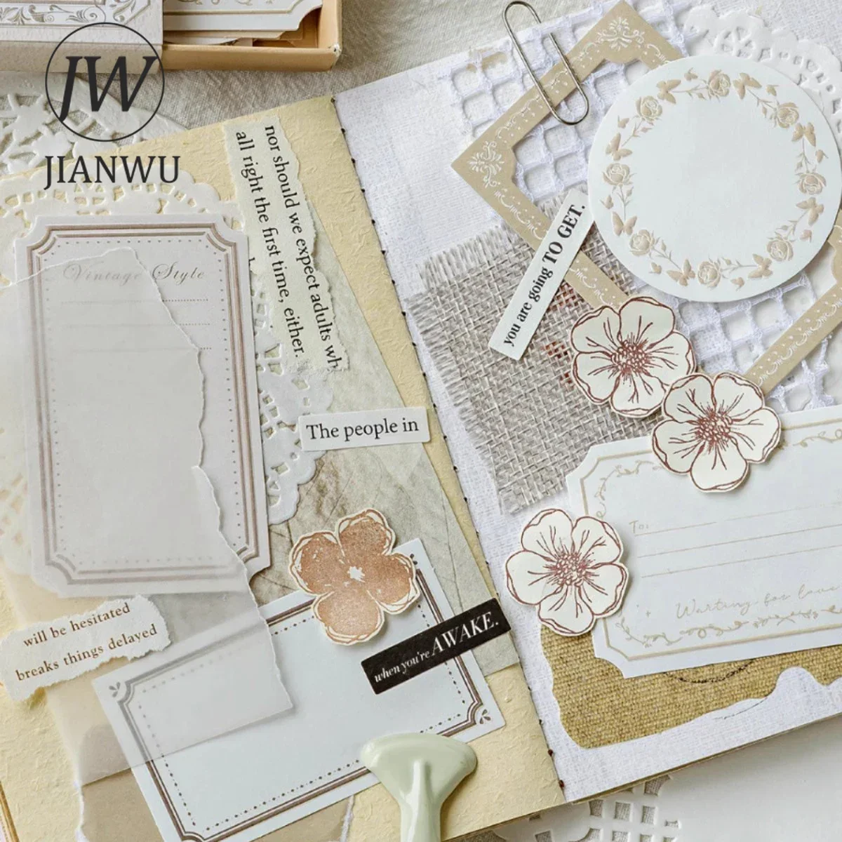 JIANWU Dream Return Series Vintage Lace Border Label Material Collage Material Paper Creative DIY Journal Stationery