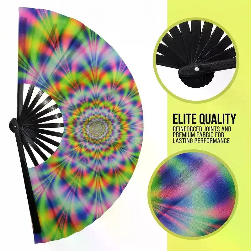 Vivid Rainbow Folding Fan Starry Sky Color Handheld Glow in The Dark Design for Festival Event Accessory