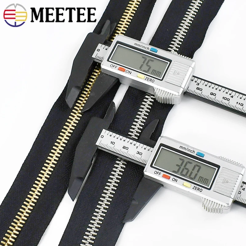 Meetee 1Pc 80/100/120cm 8# Metal Zipper Double Sliders Zippers Open-End Quto Lock Zips for Down Jacket Coat Repair Parts Zip