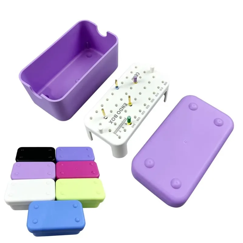 

4Pcs Dental Endo Box With Ruler 40 Holes Blocks Stand for Endo Files Autoclavable Sterilization Case