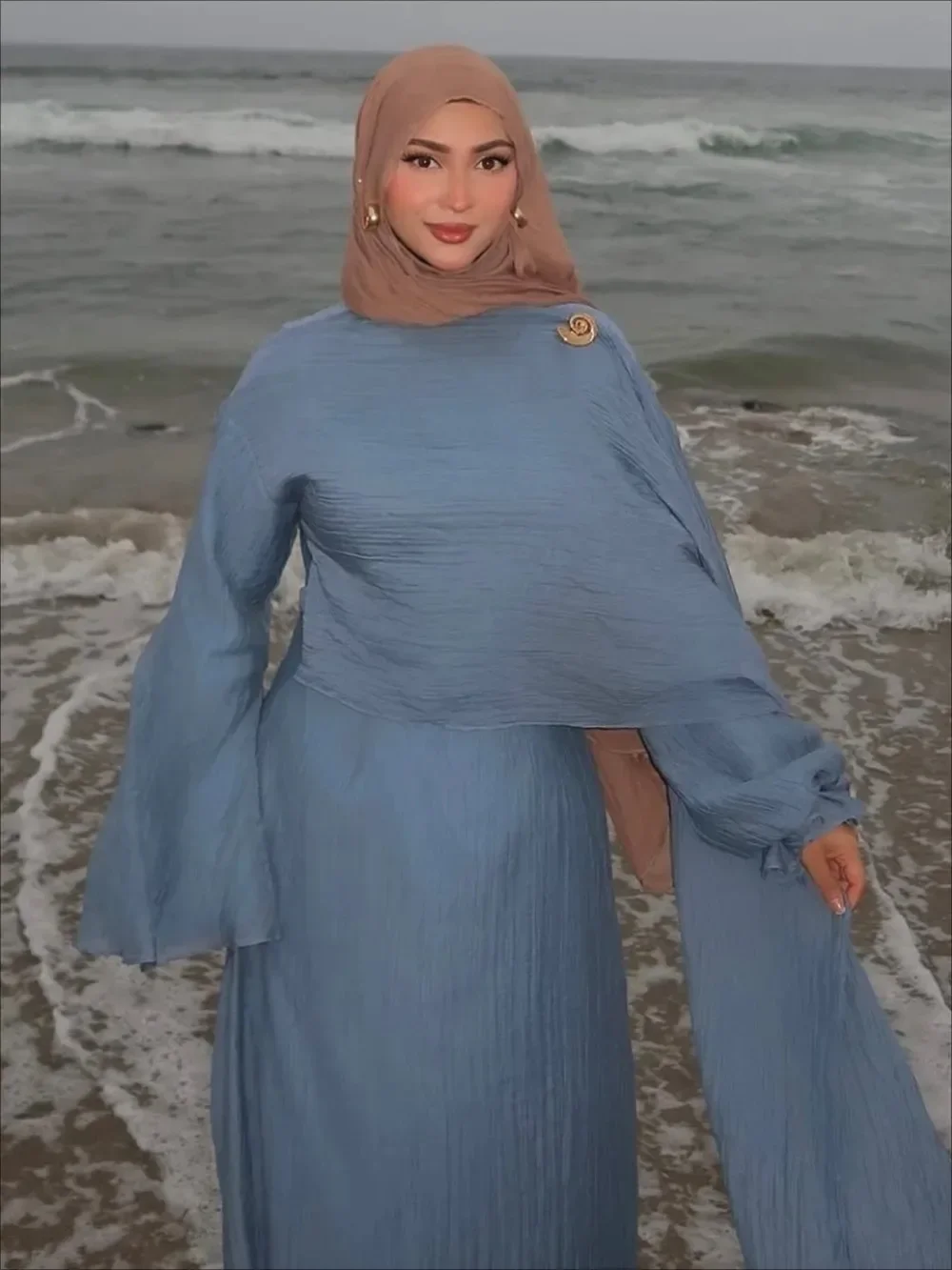 Sukienka Eid dla kobiet, dwuwarstwowa abaja, długa szata muzułmańska, sukienki imprezowe islamskie, arabska dżalabija, Ramadan, jednolite plisowane vestidos largos